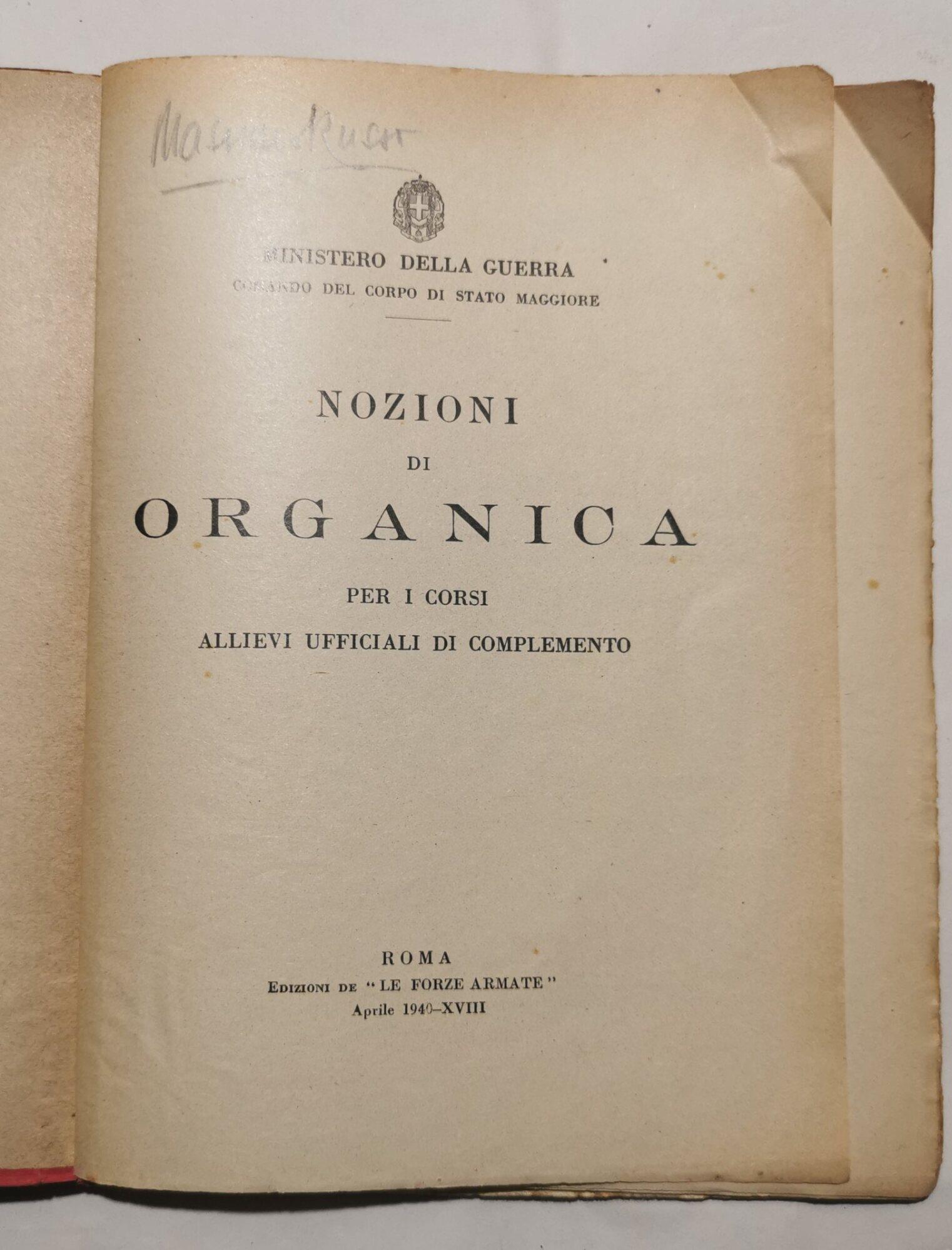 Nozioni di organica per i corsi Allievi Ufficiali di Complemento