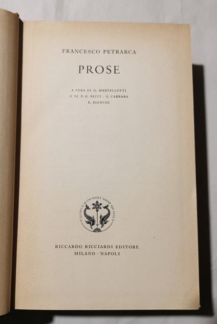 Prose - Francesco Petrarca - copertina