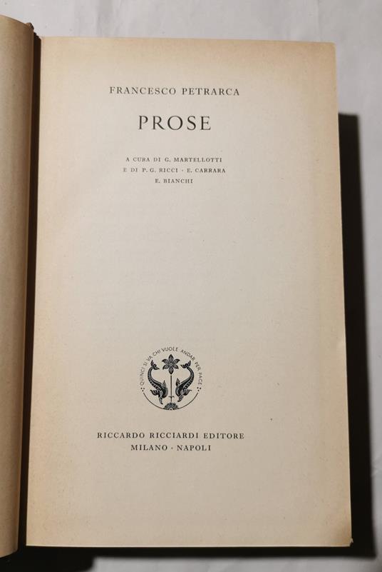Prose - Francesco Petrarca - copertina