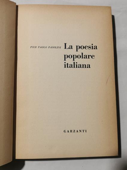 La poesia popolare italiana - Pier Paolo Pasolini - copertina