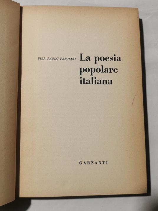 La poesia popolare italiana - Pier Paolo Pasolini - copertina