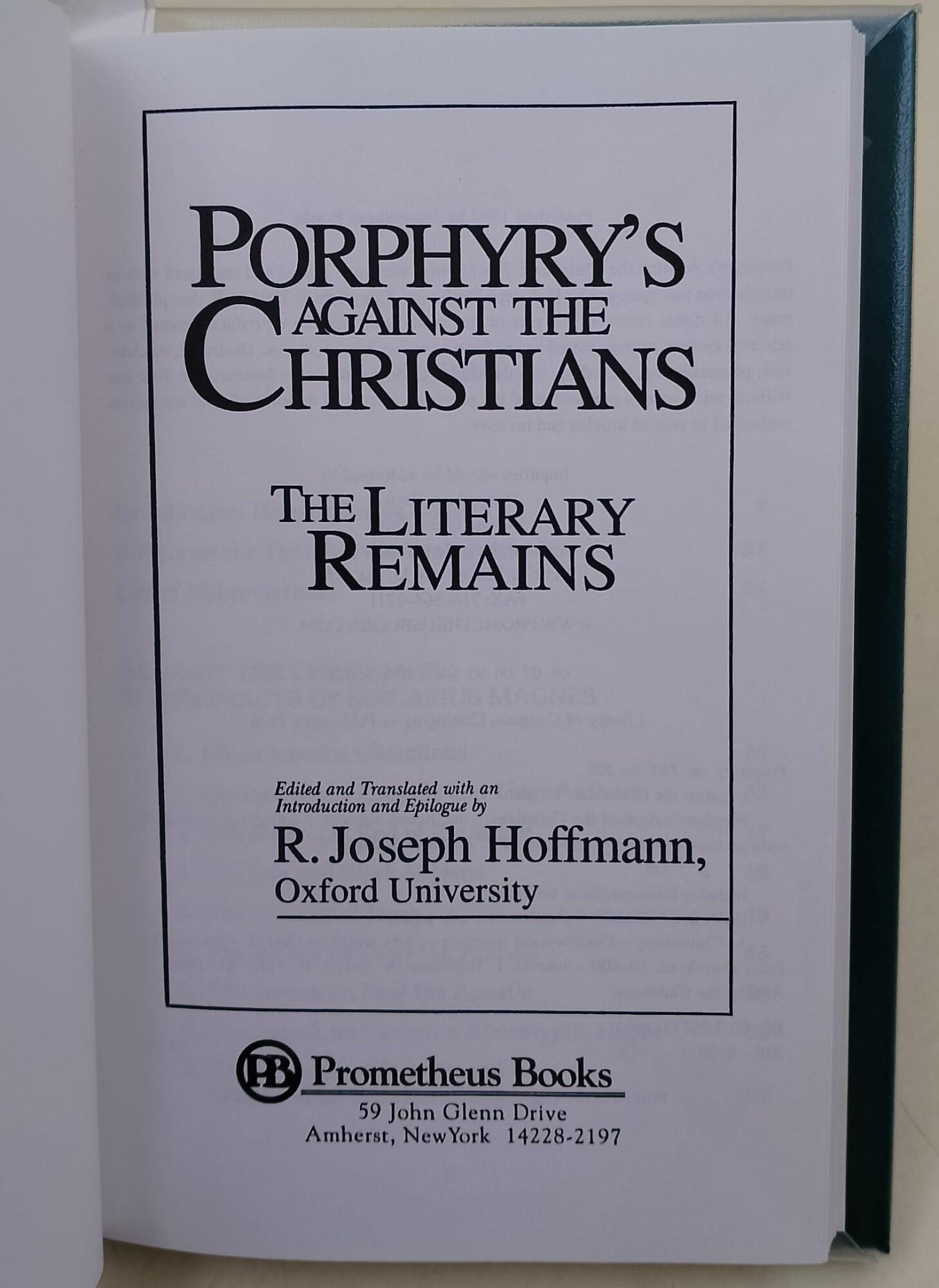 Porphyry's against Christians-The literary remains