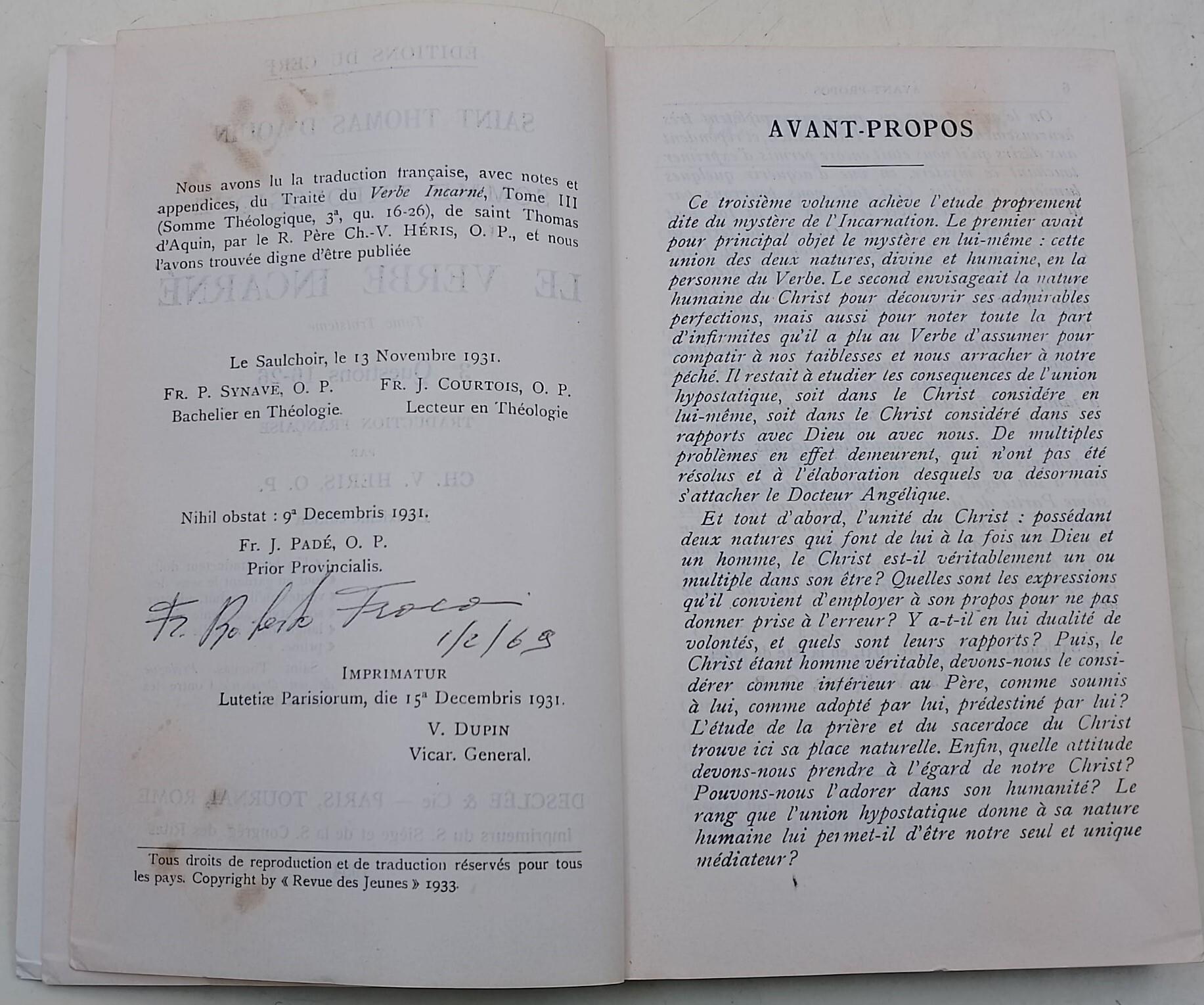 Somme Theologique- Le verbe incarne'