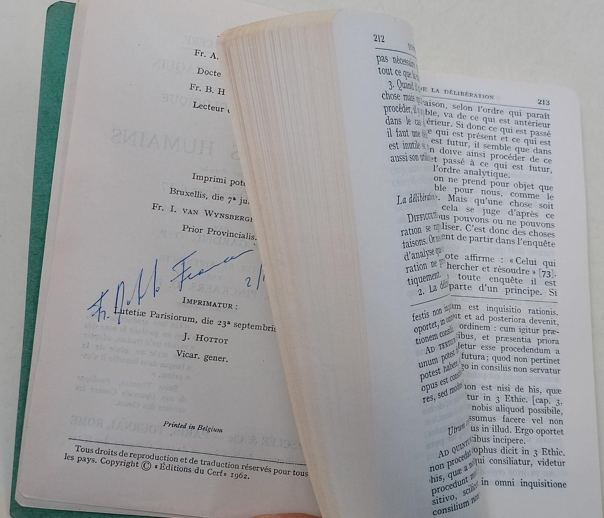 Somme Theologique- Les actes humains- tome premiere