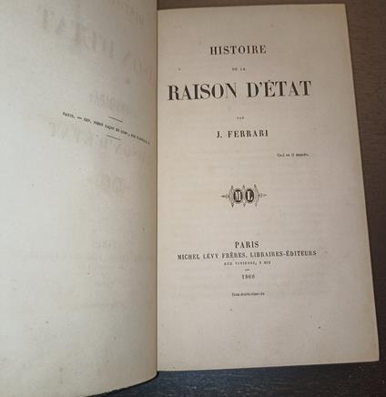 Histoire de la raison d'état - copertina