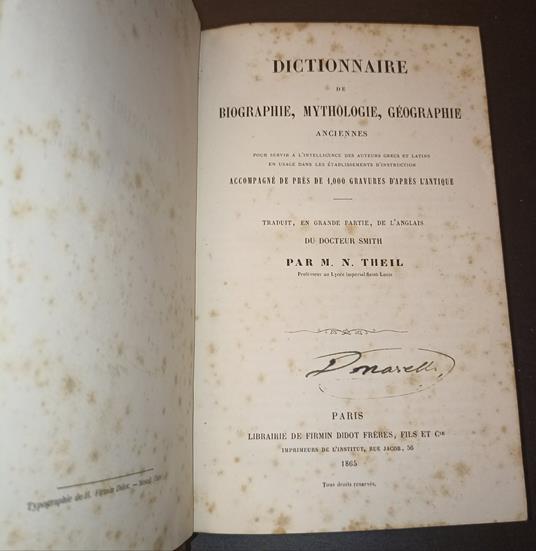 Dictionnaire de biographie, mythologie, géographie anciennes.. - copertina