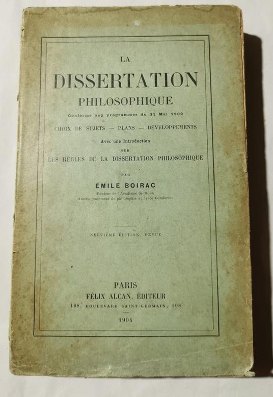 La dissertation philosophique - copertina