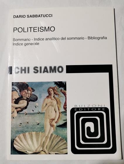Politeismo - Sommario, indice analitico del sommario, bibliografia, indice generale - Dario Sabbatucci - copertina