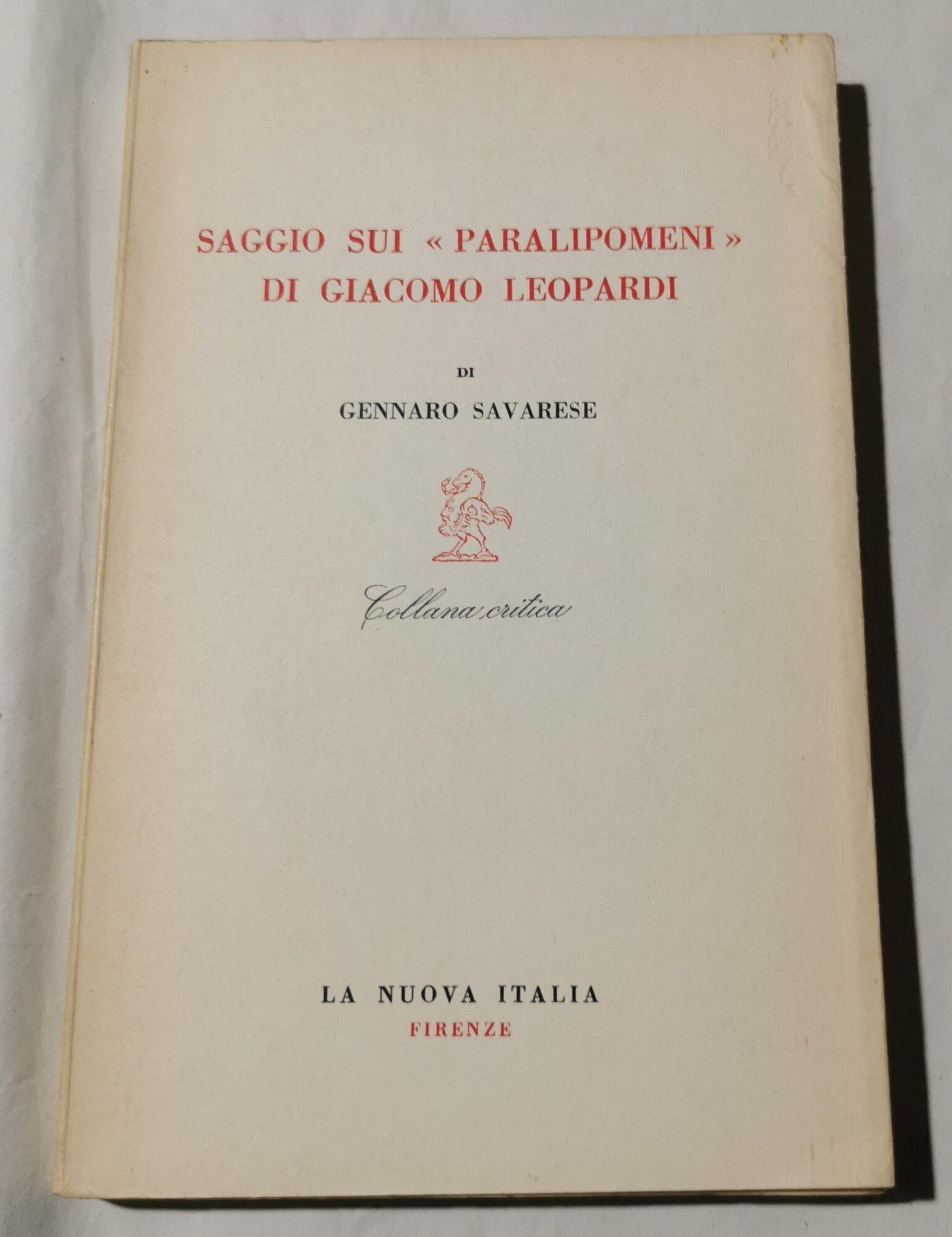Saggio sui " Paralipomeni " di Giacomo Leopardi