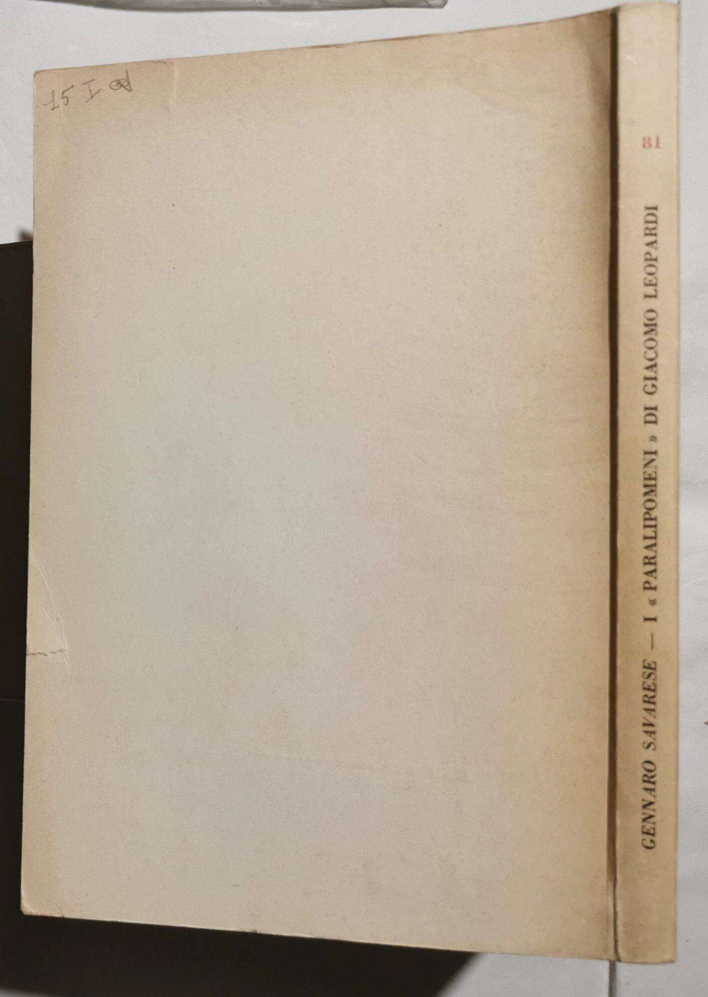Saggio sui " Paralipomeni " di Giacomo Leopardi