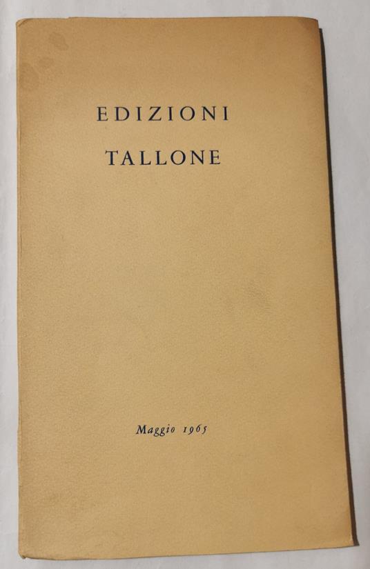 Edizioni Tallone - Catalogo - copertina