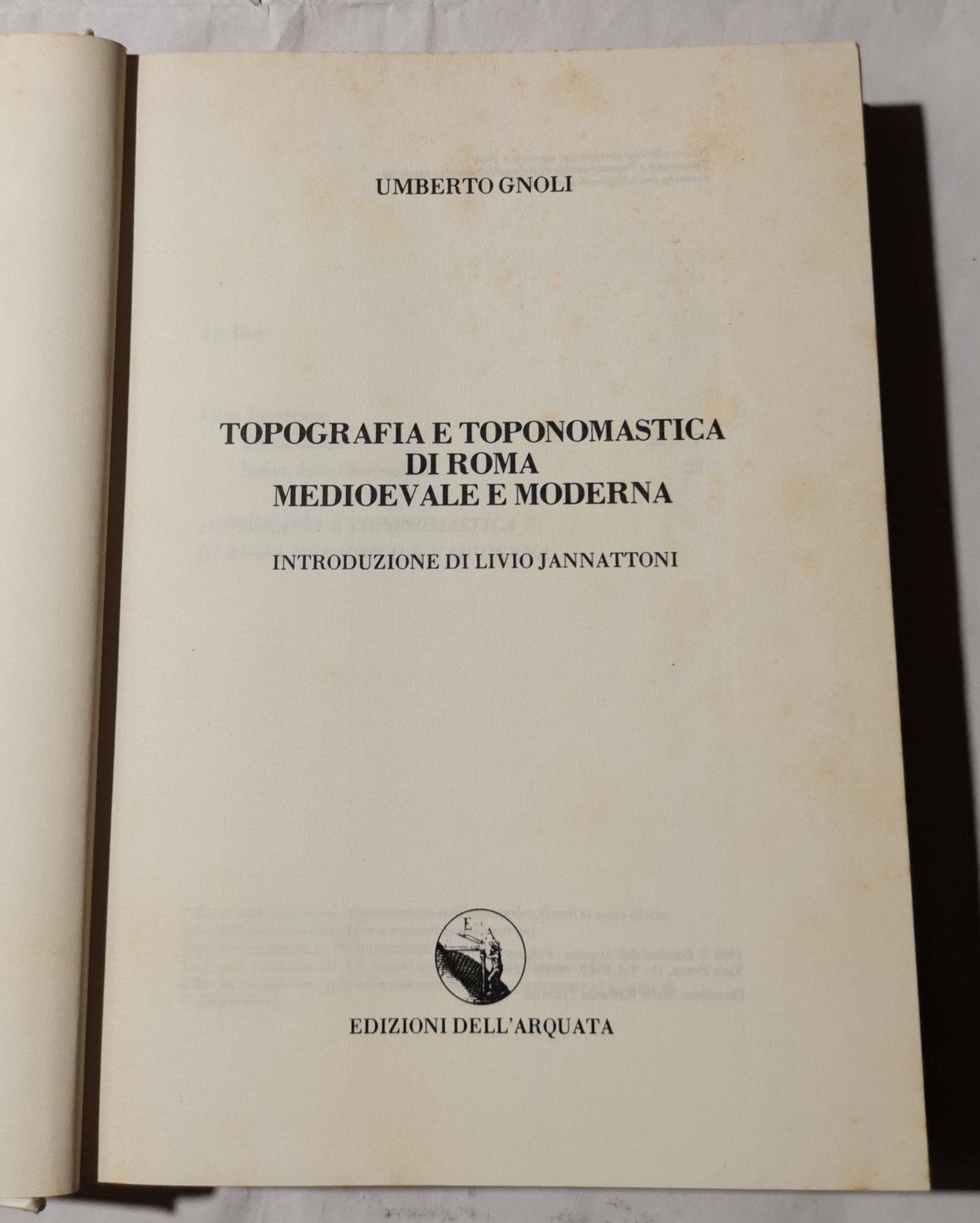 Topografia e toponomastica di Roma medievale e moderna