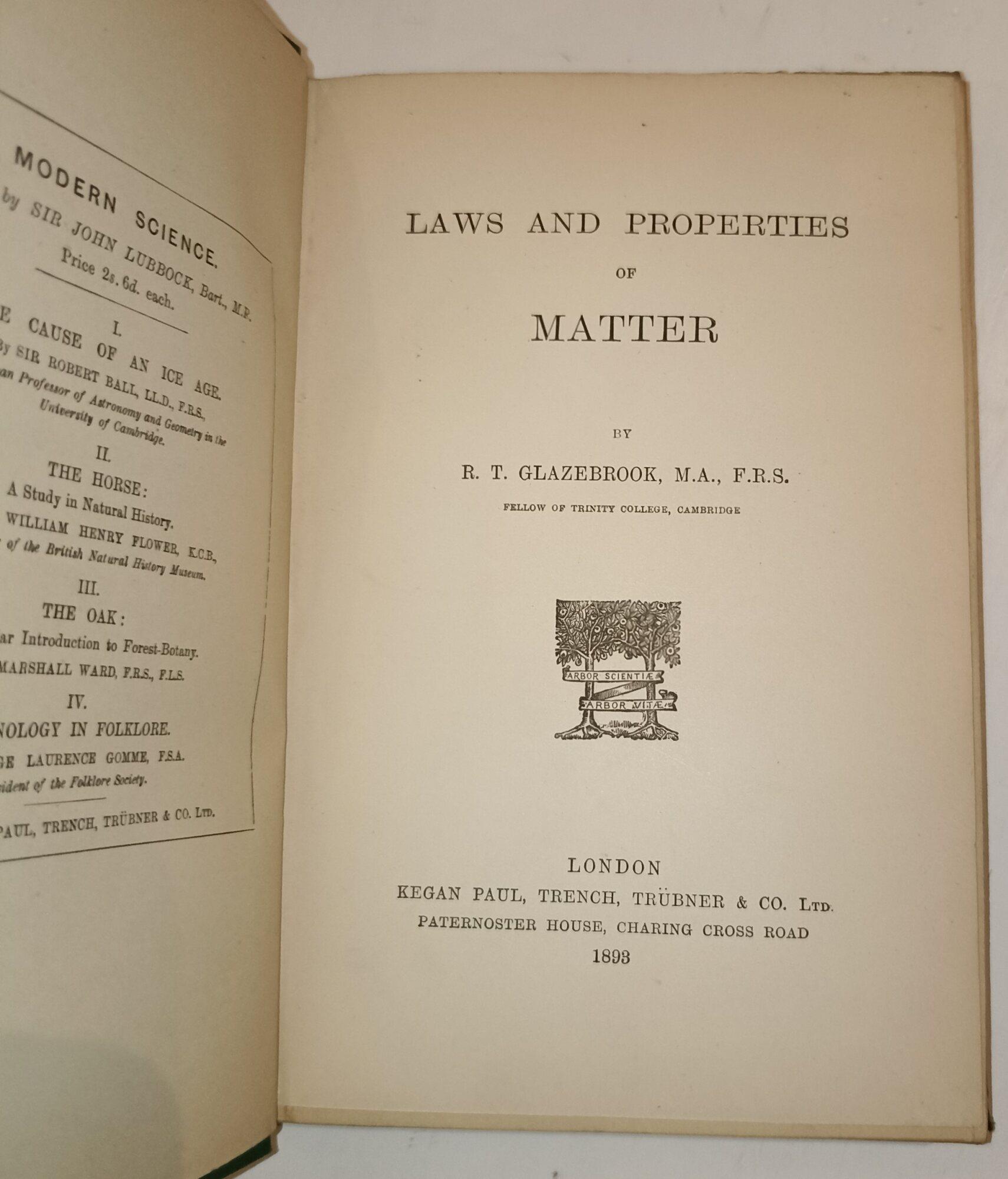 Laws and properties of matter
