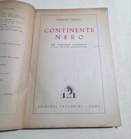 Continente nero - Arnaldo Cipolla - copertina