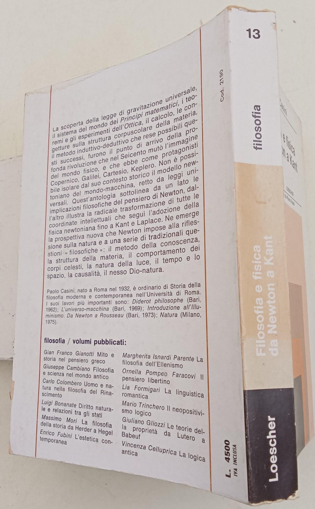 Filosofia e fisica da Newton a Kant