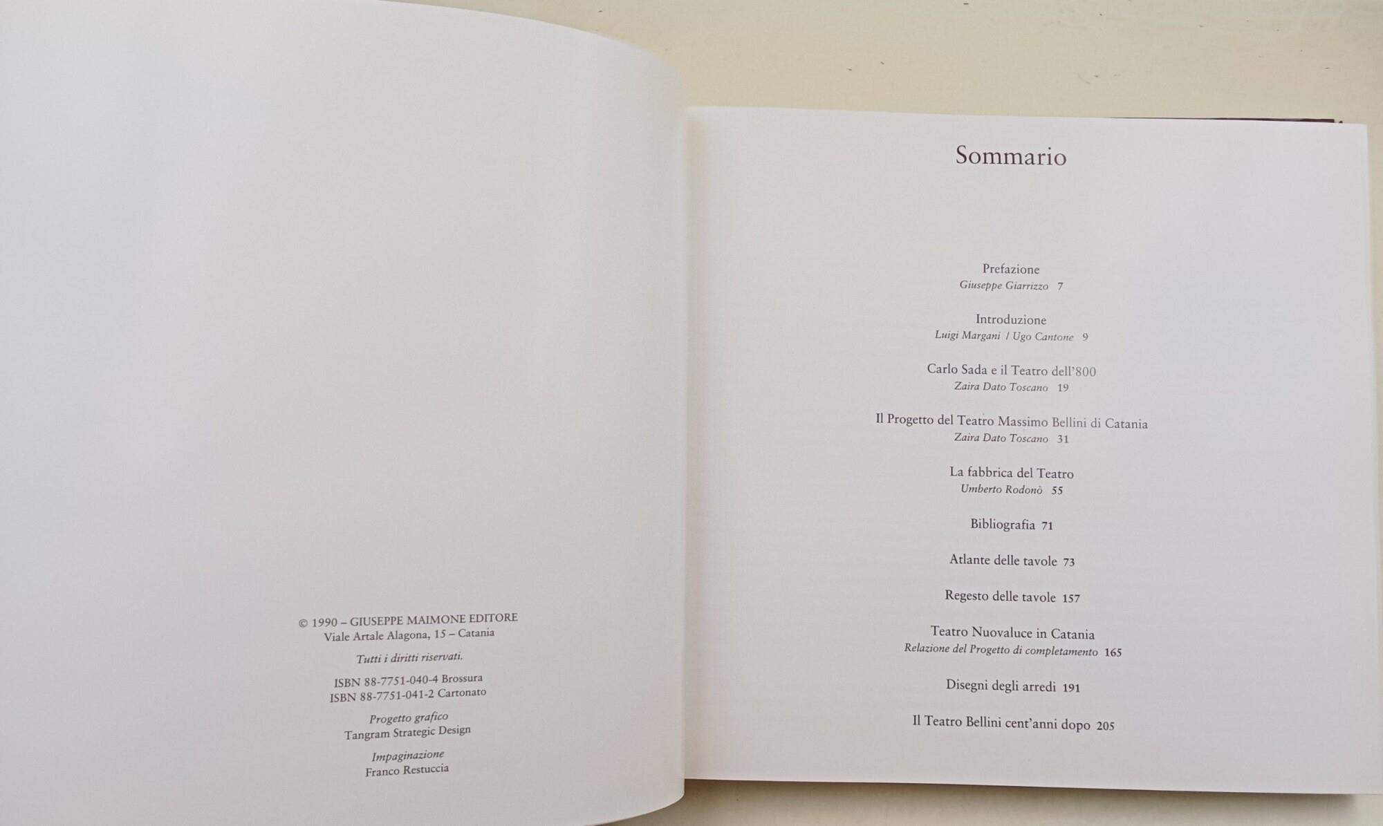 Il Teatro bellini di Catania- I progetti e la fabbrica dall'archivio dei disegni di Carlo Sada architetto(1849-1924)