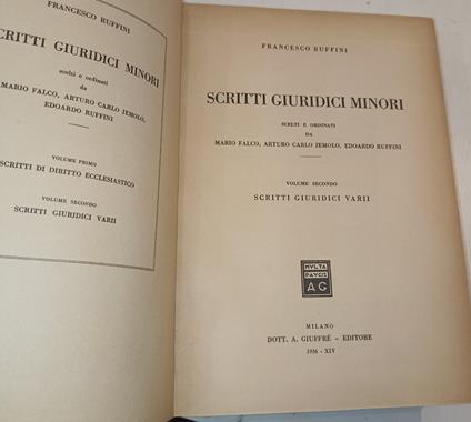 Scritti giuridici minori - Francesco Ruffini - copertina