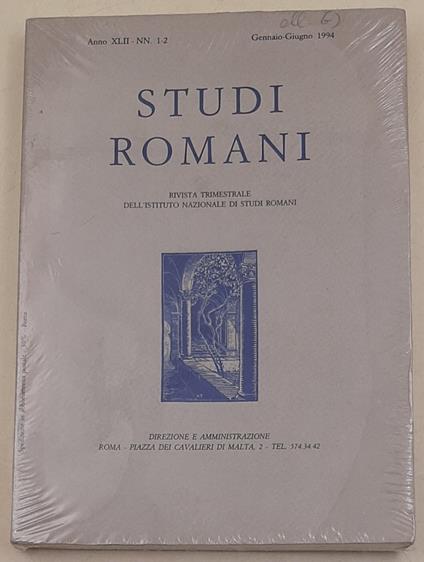 Studi Romani - Anno XLII - nn. 1-2 - copertina