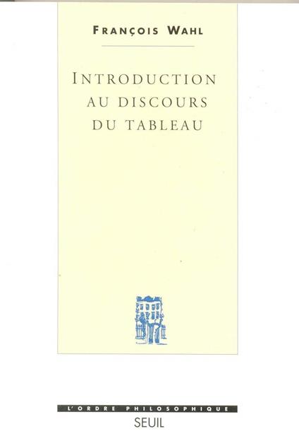 Introduction au discours du tableau - copertina