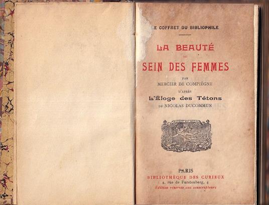 La beauté des seins des femmes, d'après 'L'éloge des Tétons' de Nicolas Ducommun - copertina