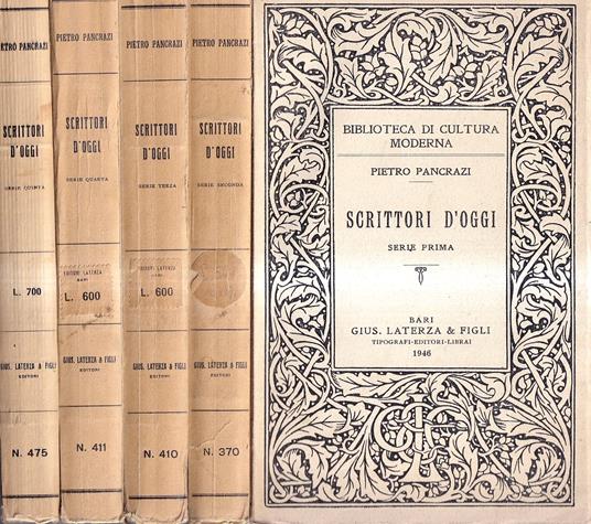 Scrittori d'oggi - Serie prima, seconda, terza, quarta e quinta - Pietro Pancrazi - copertina