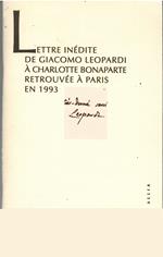 Lettre Inedite De Giacomo Leopardi a Charlotte Bonaparte Retrouvee a Paris En 1993
