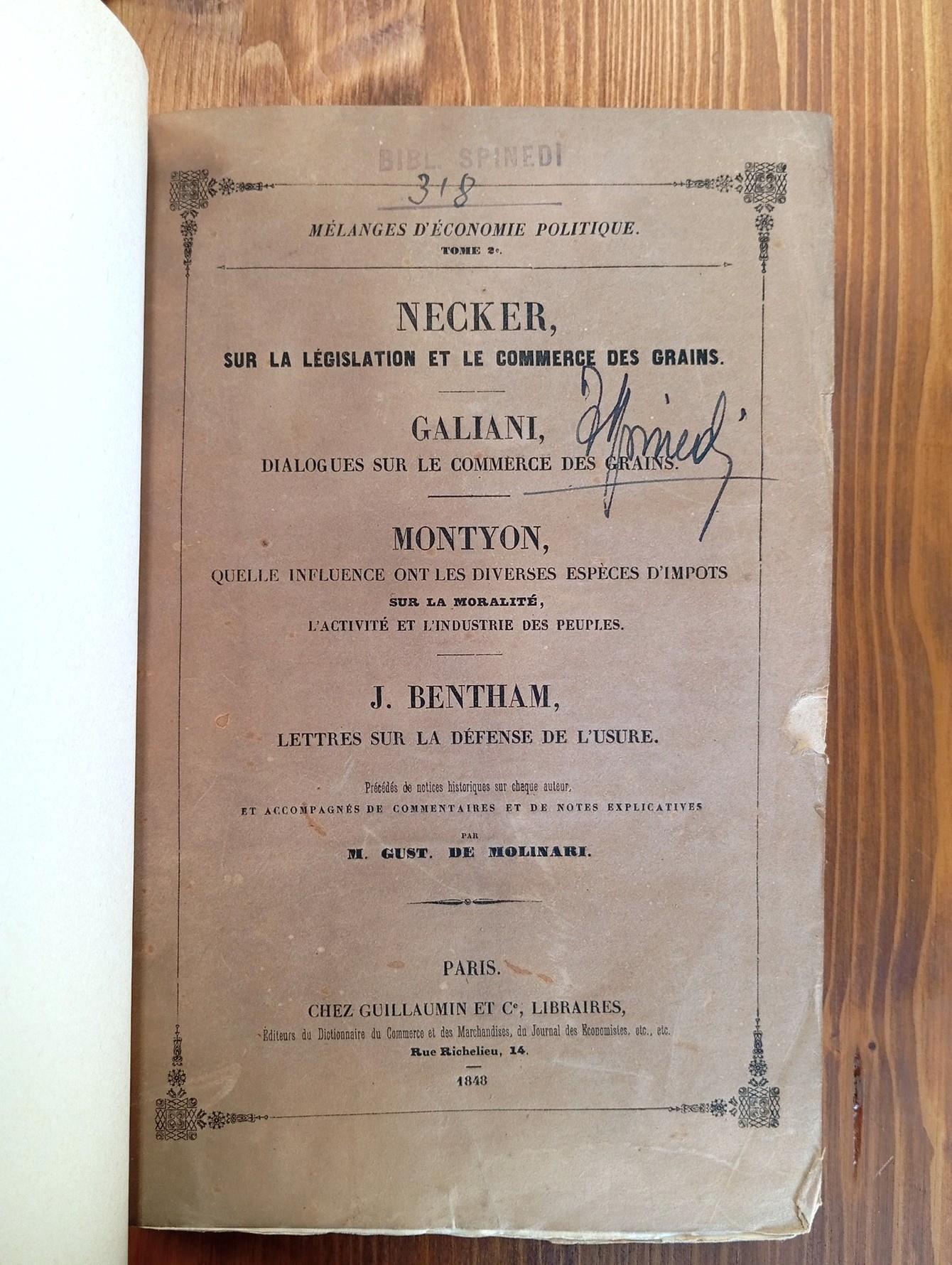 Mélanges d'économie politique - Vol. I et II (opera completa)