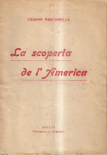 La scoperta de l'America - Cesare Pascarella - copertina