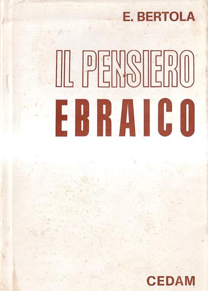 Il pensiero ebraico - Ermenegildo Bertola - copertina