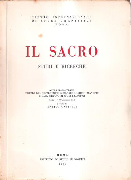 Il sacro. Studi e ricerche - copertina
