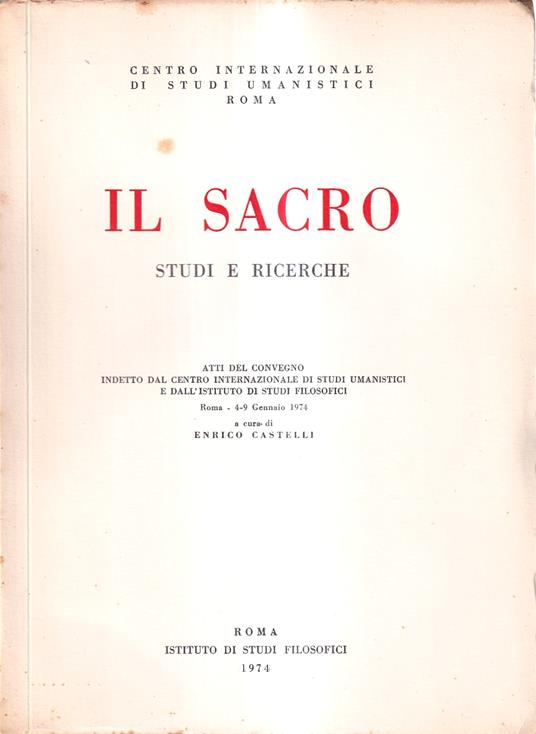 Il sacro. Studi e ricerche - copertina