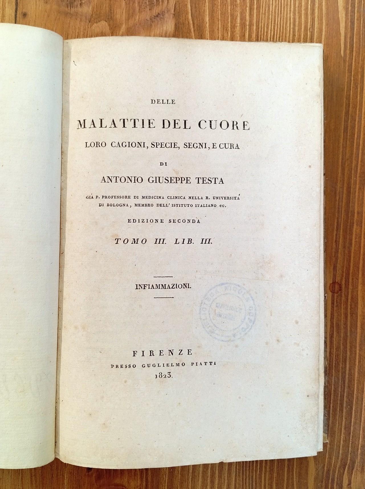 Delle malattie del cuore, loro cagioni, specie, segni e cura - Tomo I. Libro I [-III. Libro III.]