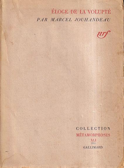 Eloge de la volupté - Marcel Jouhandeau - copertina