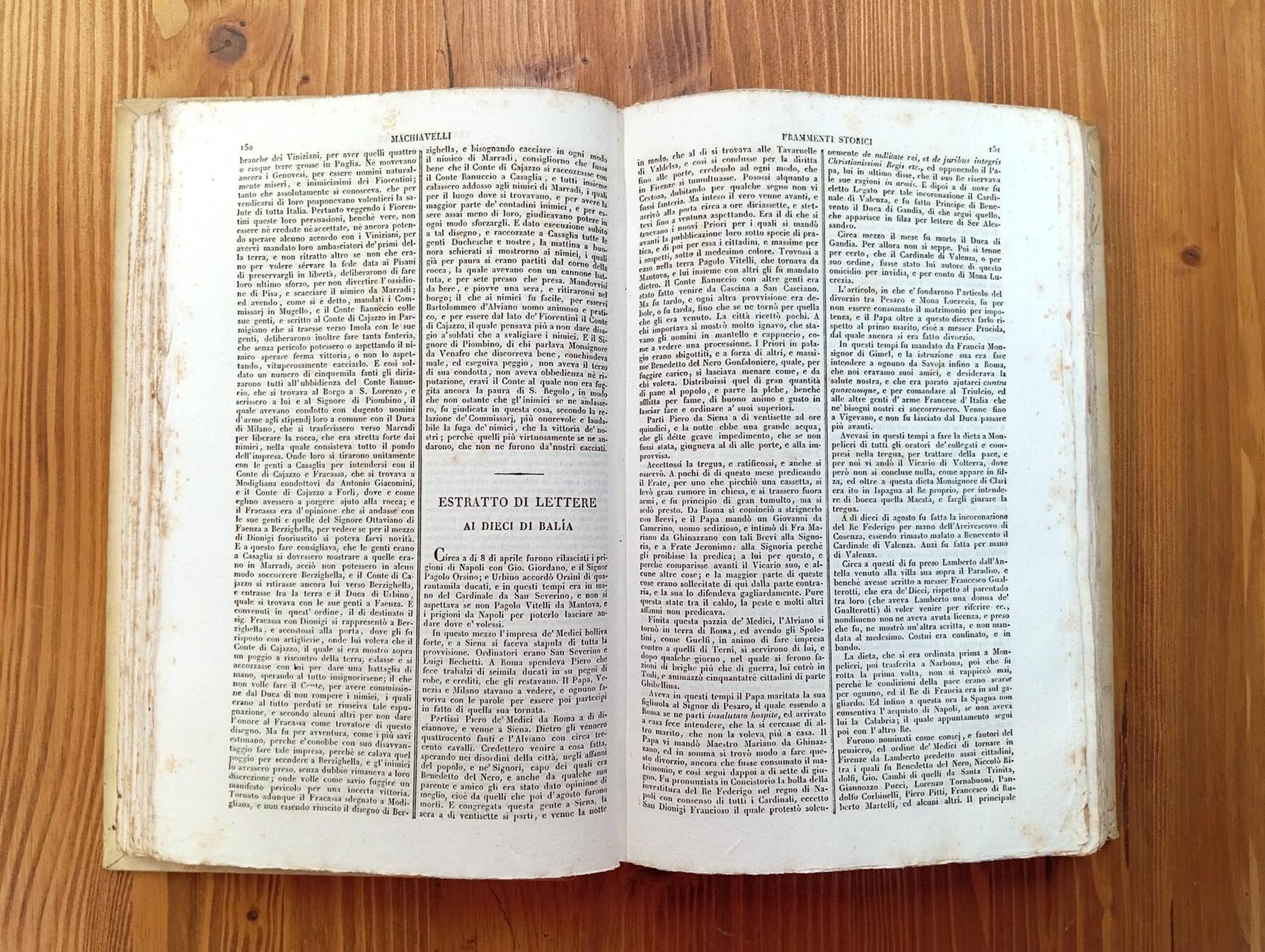 STORICI. Niccolò Machiavelli, Jacopo Nardi, Camillo Porzio, Bernardo Davanzati, Agostino Mascardi, Francesco Capecelatro, Paolo Sarpi