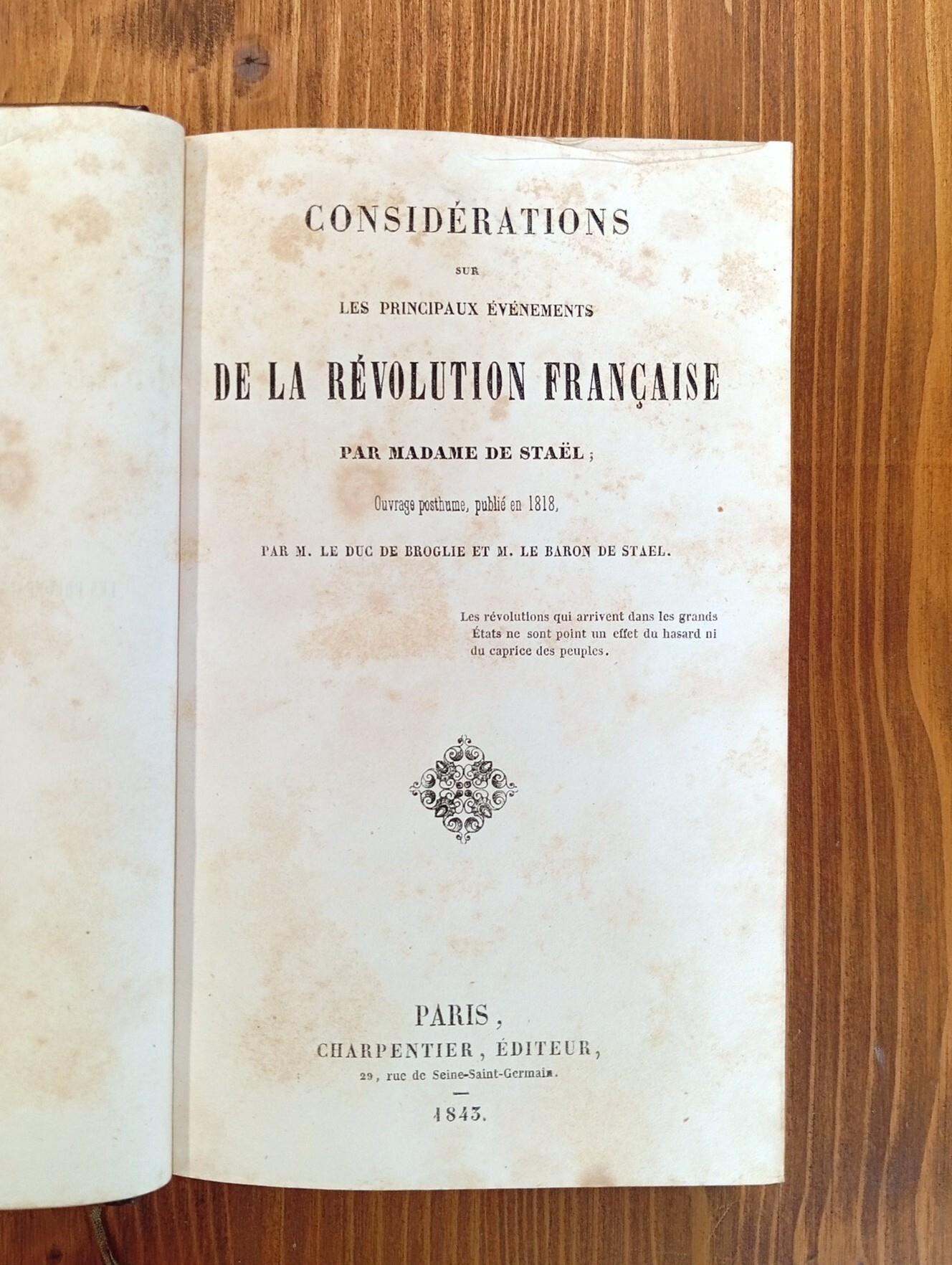 Corinne / Delphine / Mémoires / Considérations sur la Révolution Française (lotto di 4 volumi)