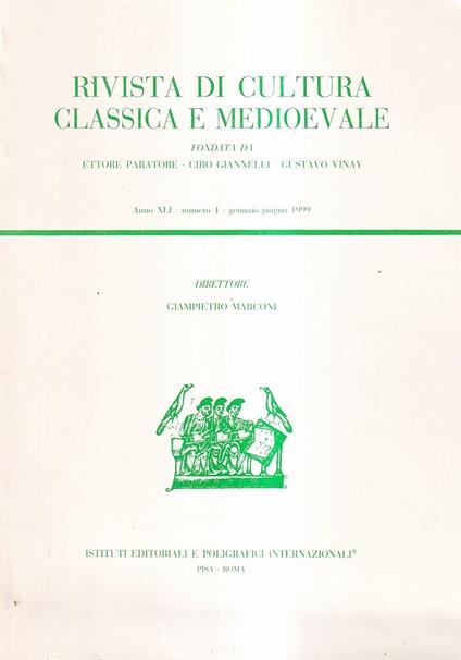 Rivista di cultura classica e medioevale - Anno XLI, n. 1, gennaio-giugno 1999 - copertina