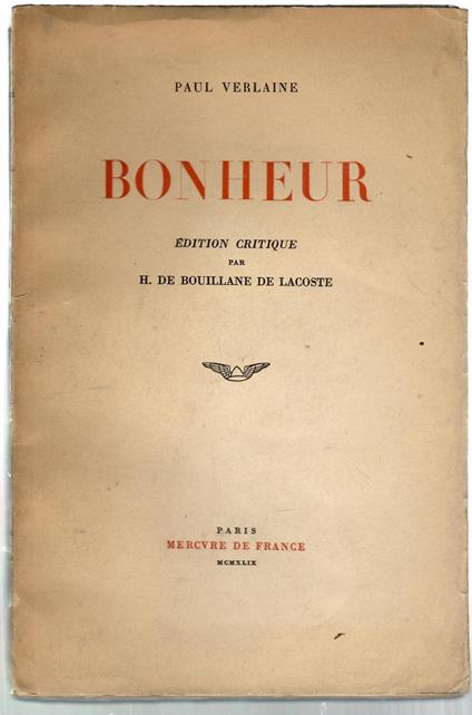 Bonheur - Paul Verlaine - copertina