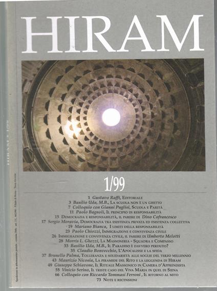 Hiram Rivista del Grande Oriente d'Italia 1/99 - copertina