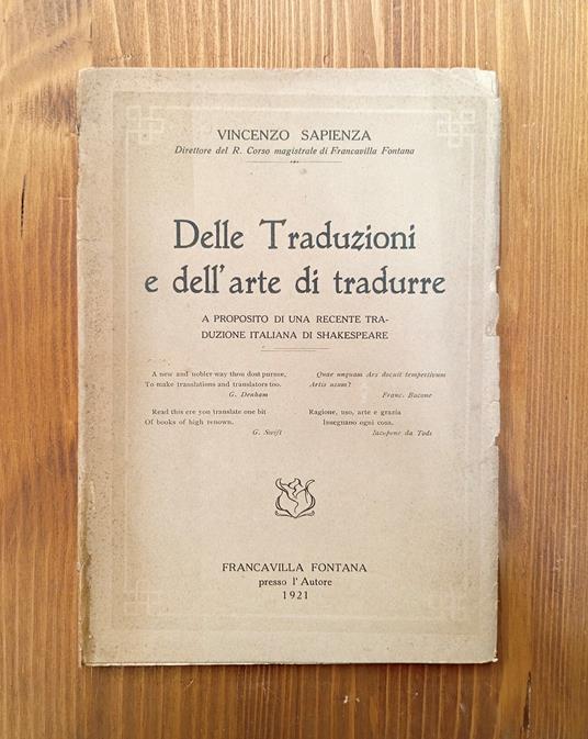 Delle traduzioni e dell'arte di tradurre. A proposito di una recente traduzione italiana di Shakespeare - copertina