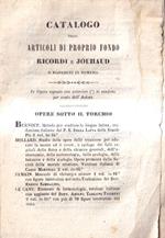 Catalogo degli articoli di proprio fondo - Ricordi e Jouhaud - o posseduti in numero