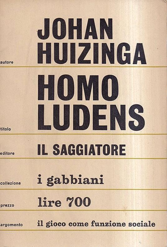 Homo Ludens - Johan Huizinga - copertina