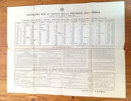 Calendario per le scuole della Provincia dell'Umbria - anno scolastico 1888-89 - copertina