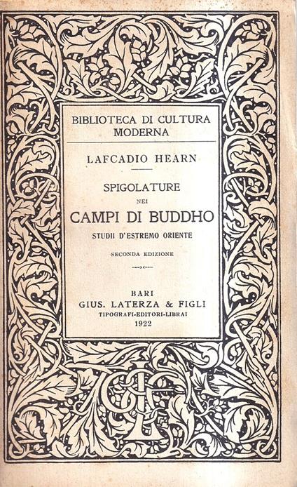 Spigolature nei campi di Buddho. Studii d'Estremo Oriente - Lafcadio Hearn - copertina