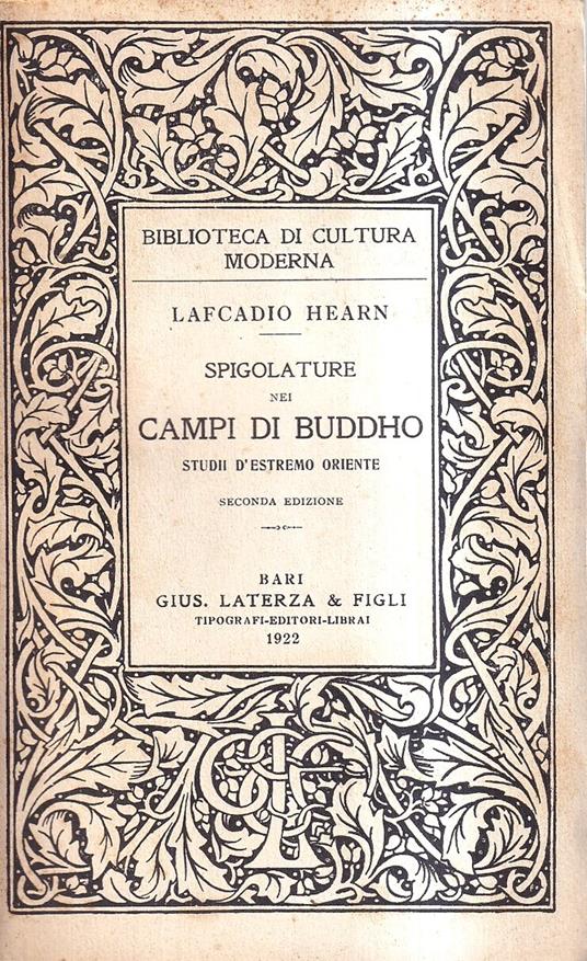 Spigolature nei campi di Buddho. Studii d'Estremo Oriente - Lafcadio Hearn - copertina