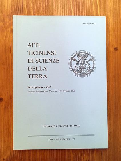 Atti ticinensi di scienze della terra. Serie speciale - Vol. 5 - copertina