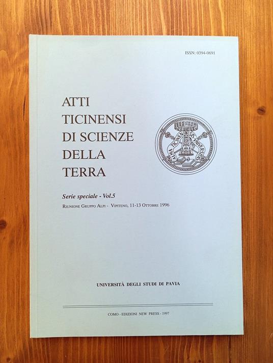 Atti ticinensi di scienze della terra. Serie speciale - Vol. 5 - copertina