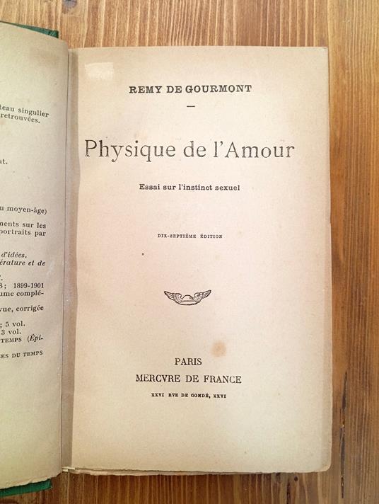 Physique de l'amour. Essai sur l'instinct sexuel - Rémy de Gourmont - copertina