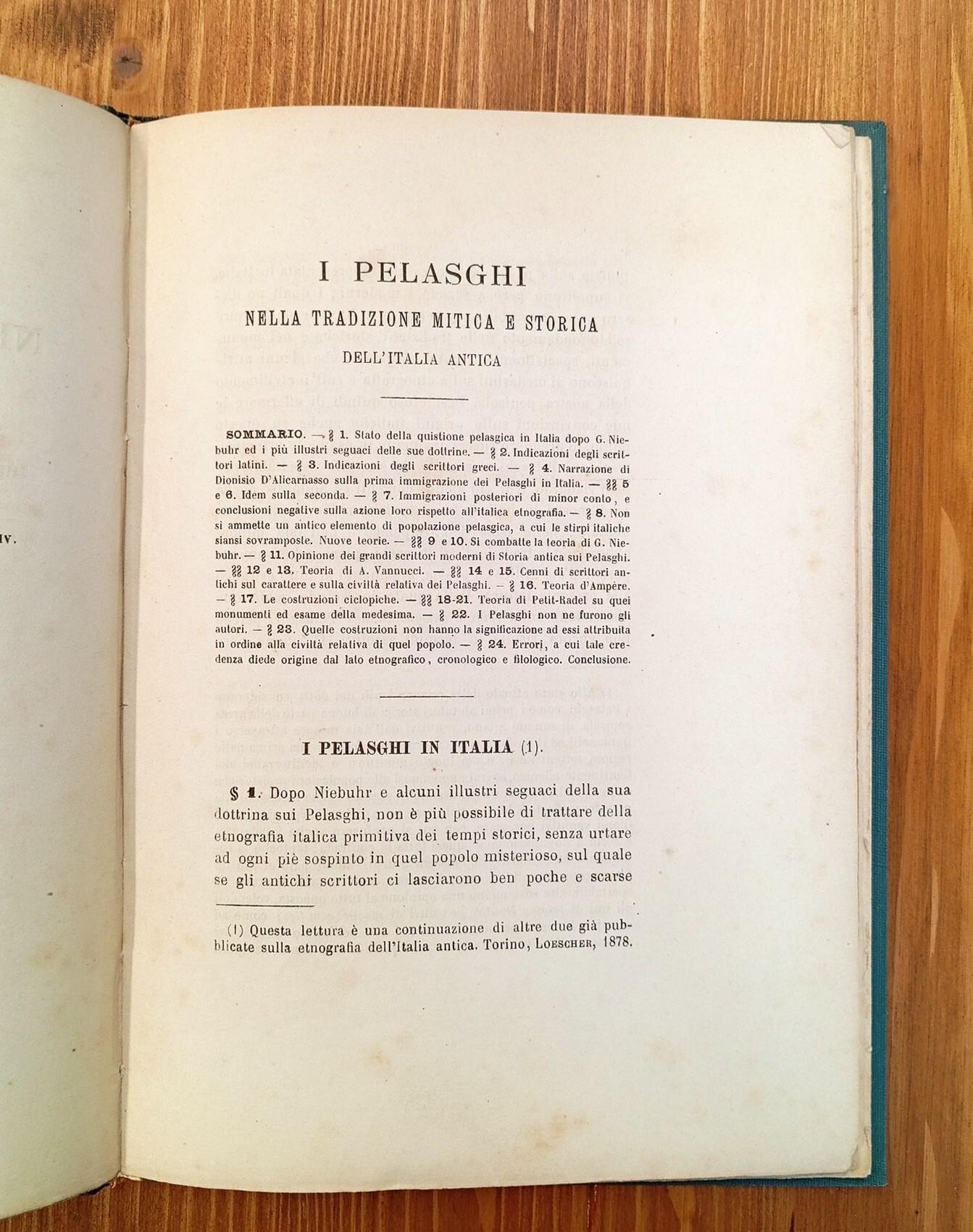 I Pelasghi nell'Italia antica. Lettura fatta nella seduta della classe di scienze storiche e filologiche del 2 e 16 marzo 1879