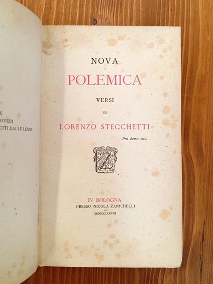 Nova polemica. Versi - copertina