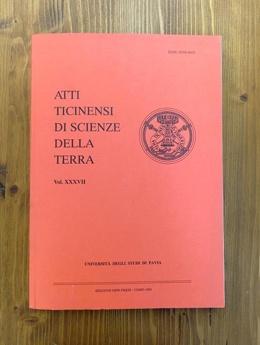 Atti ticinensi di scienze della terra. Vol. XXXVII [37] - copertina